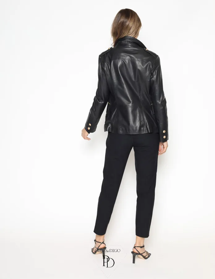 Chaqueta Mujer Piel Negra – Yuko