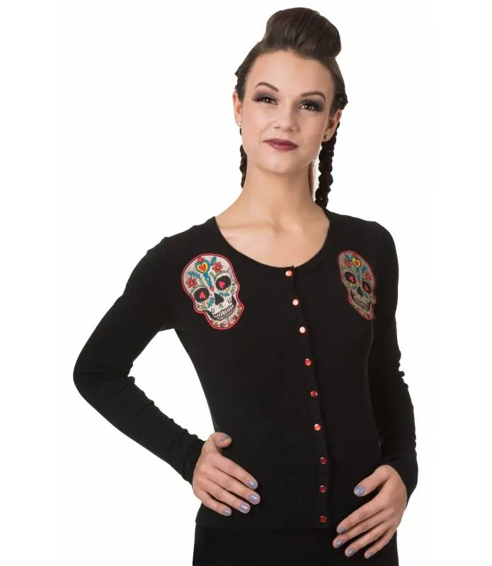 Chaqueta punto rebeca bordada sugar skull calavera azucar CBN302