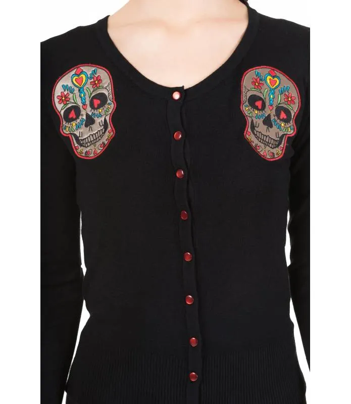 Chaqueta punto rebeca bordada sugar skull calavera azucar CBN302