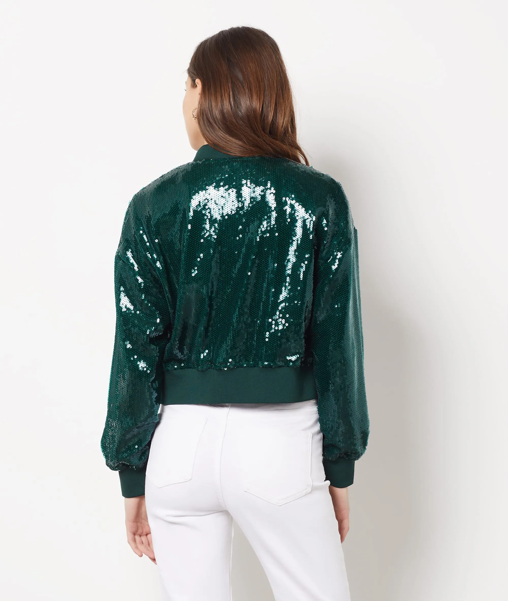 Chaqueta tipo bomber con lentejuelas VESTY VERT SAPIN - ETAM