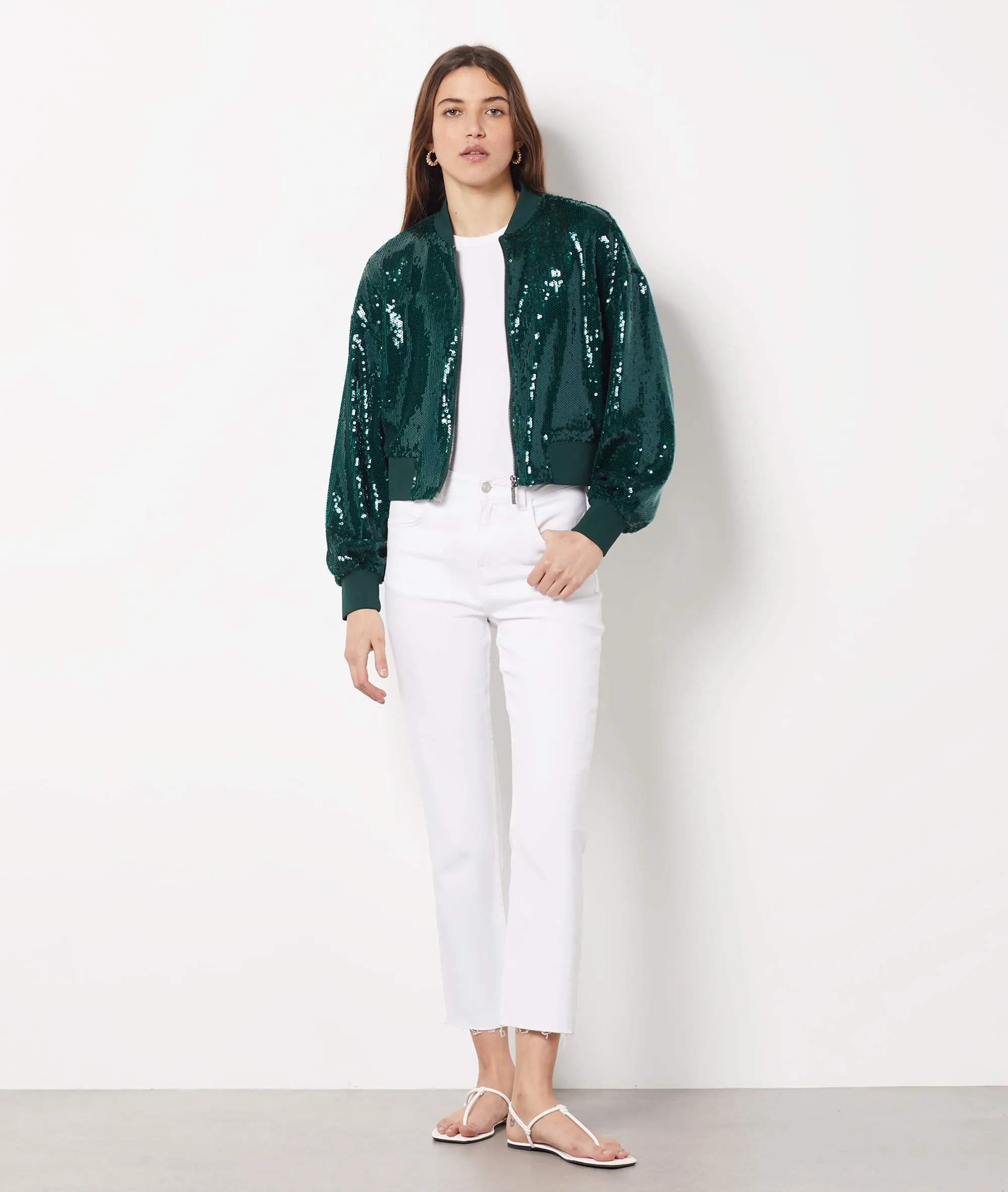 Chaqueta tipo bomber con lentejuelas VESTY VERT SAPIN - ETAM