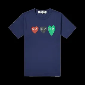 Comme des Garçons PLAY Short-Sleeve Play T-Shirt With Three Hearts