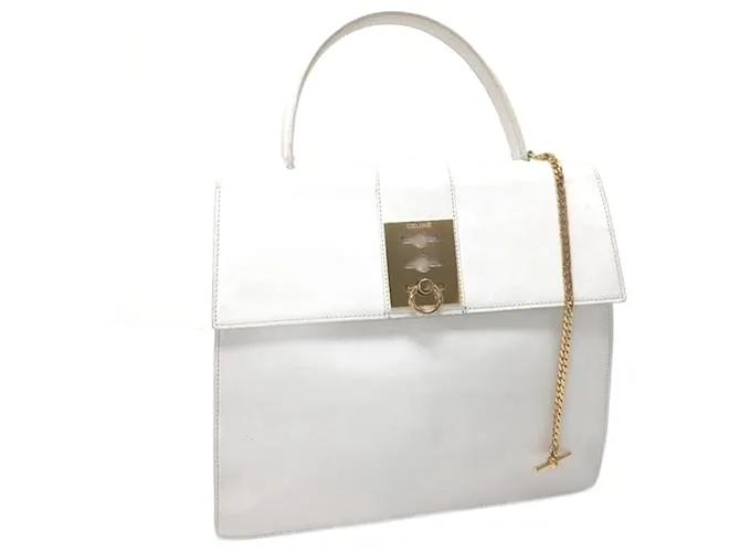 Céline Bolso de cuero blanco vintage Celine 