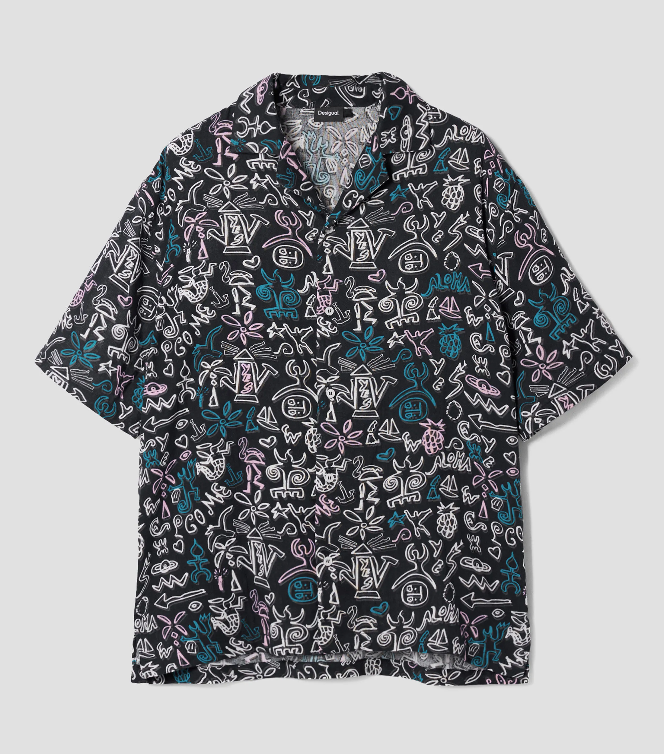 Desigual Camisa estampada de manga corta Hombre