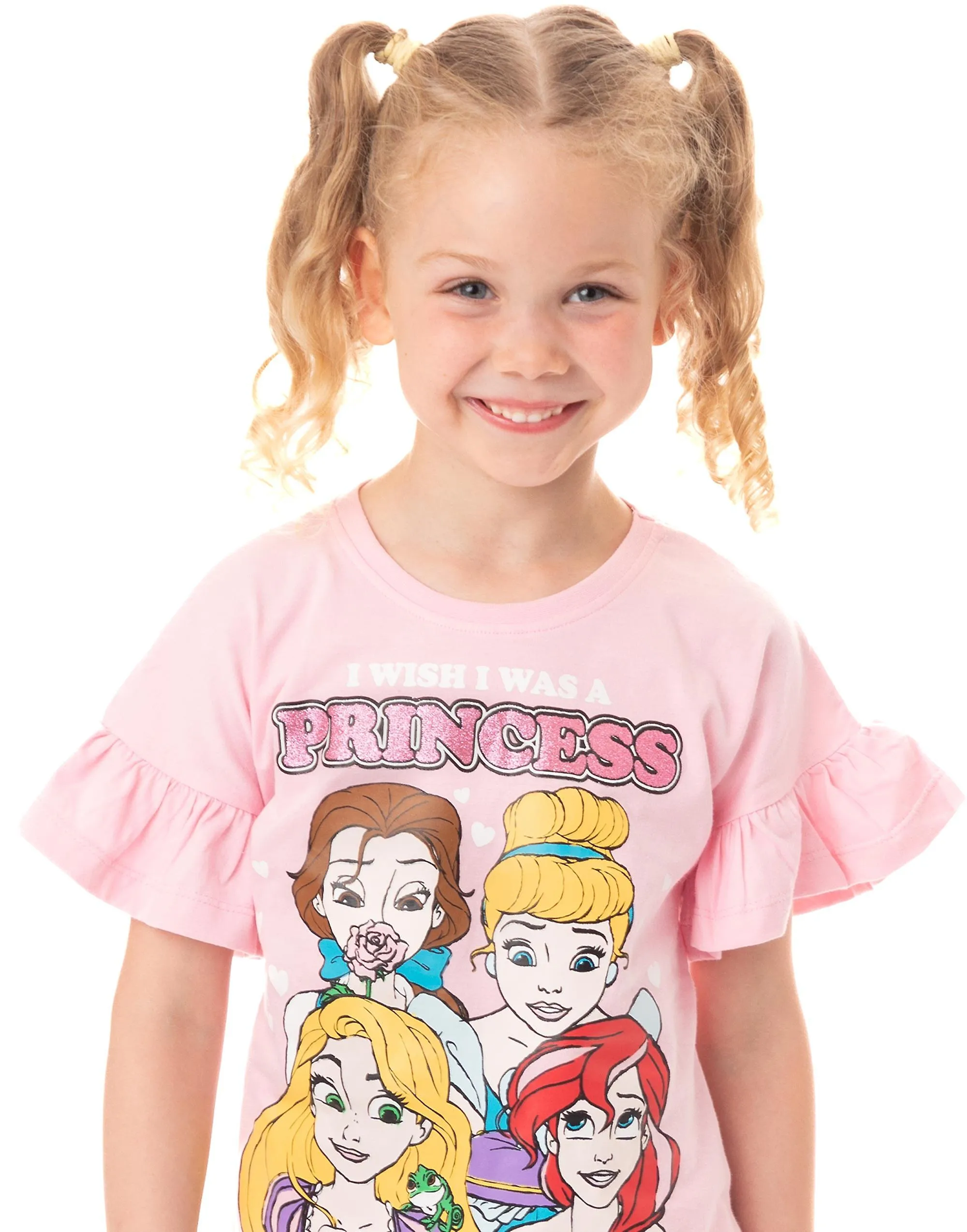 Disney Girls Short Sleeve Short Leg Pyjama Set Rosa Disney Princess