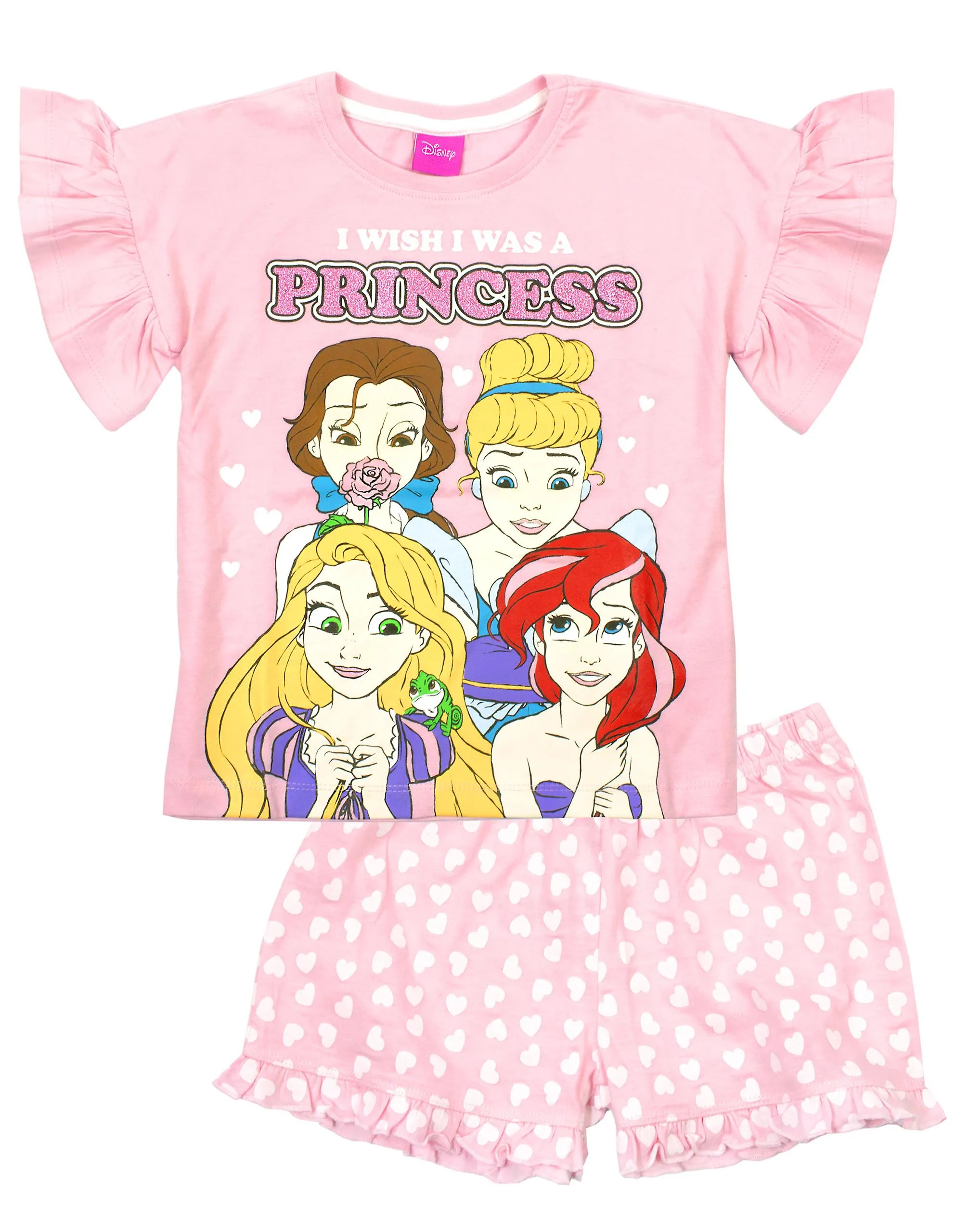 Disney Girls Short Sleeve Short Leg Pyjama Set Rosa Disney Princess