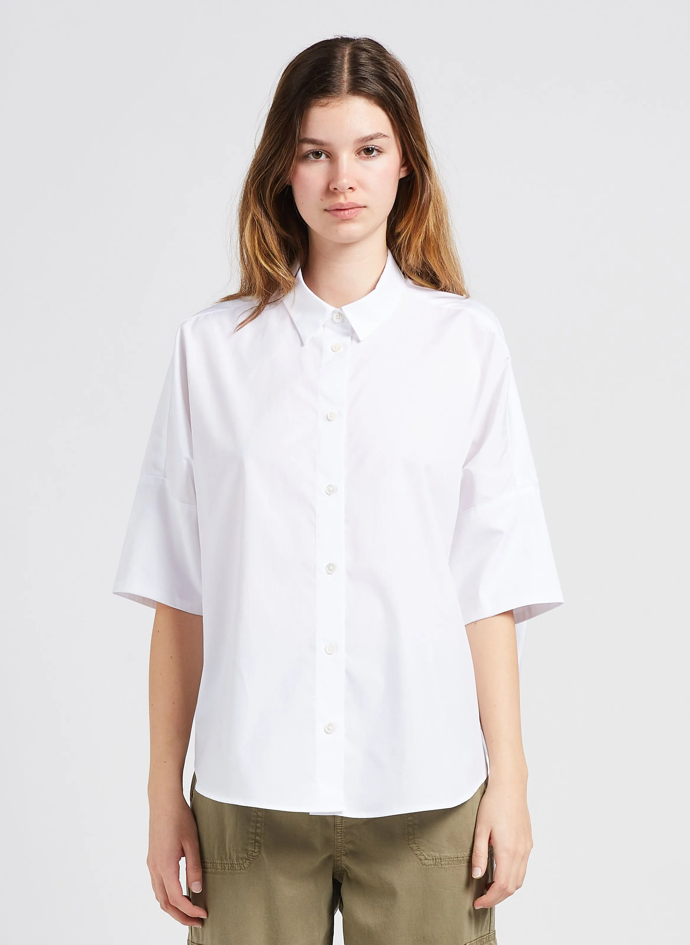 GERARD DAREL NARA - Camisa oversize de algodón con cuello clásico en blanco