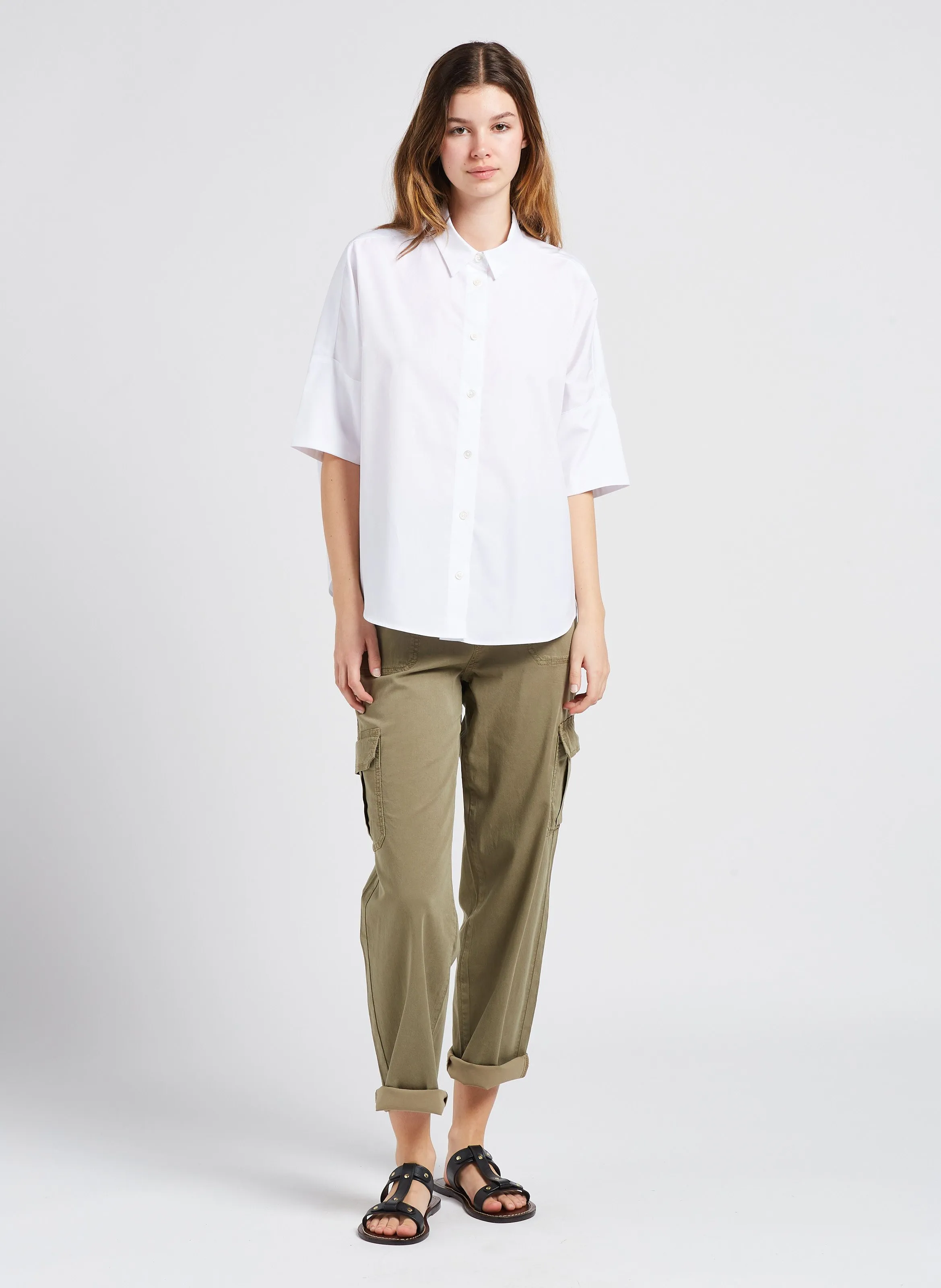 GERARD DAREL NARA - Camisa oversize de algodón con cuello clásico en blanco