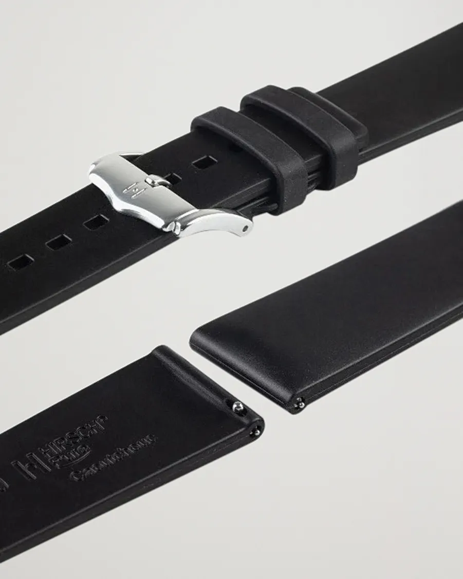 HIRSCH Pure Natural Rubber Watch Strap Black