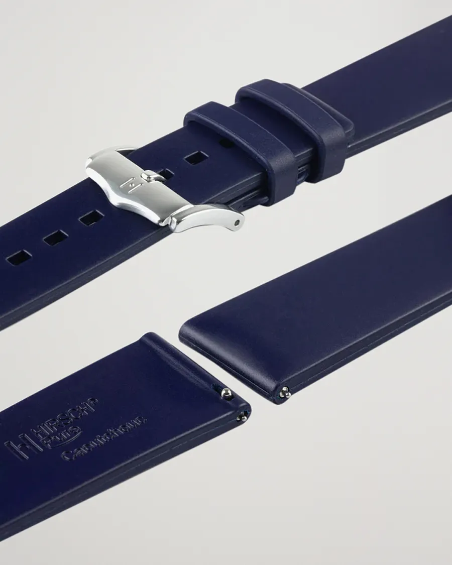 HIRSCH Pure Natural Rubber Watch Strap Blue