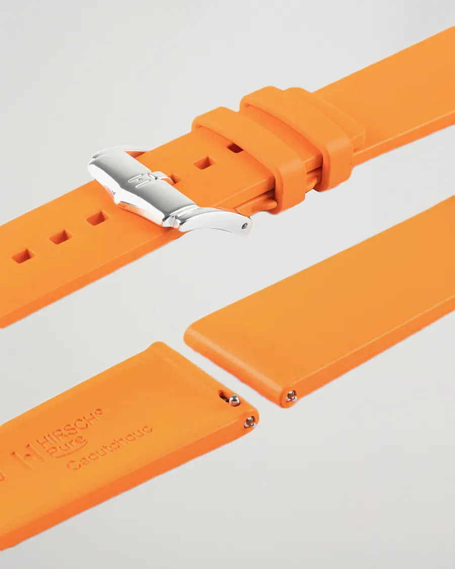 HIRSCH Pure Natural Rubber Watch Strap Orange