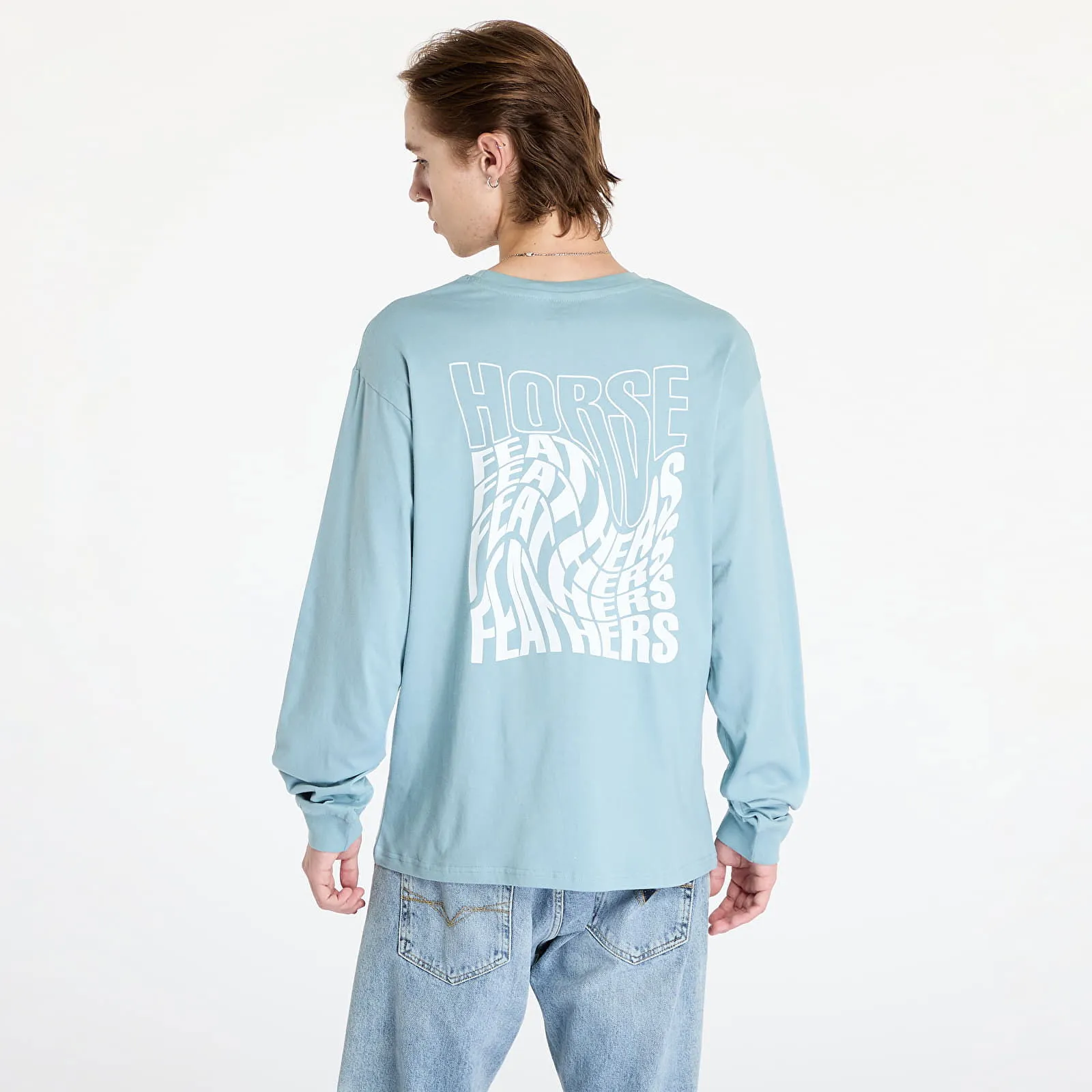 Horsefeathers Distort Long Sleeve T-Shirt Blue Haze M