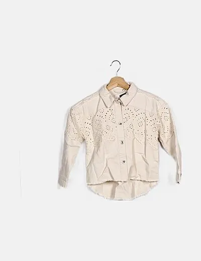 KIDS ONLY Camisa denim beige bordados