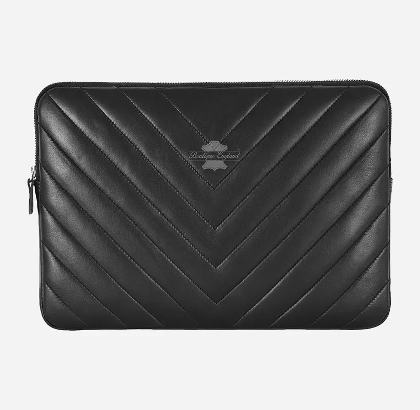 Laptop Leather Sleeve Case Black for Macbook Air Pro 13.6 inches