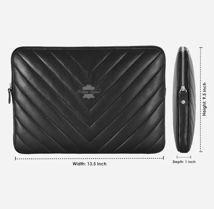 Laptop Leather Sleeve Case Black for Macbook Air Pro 13.6 inches