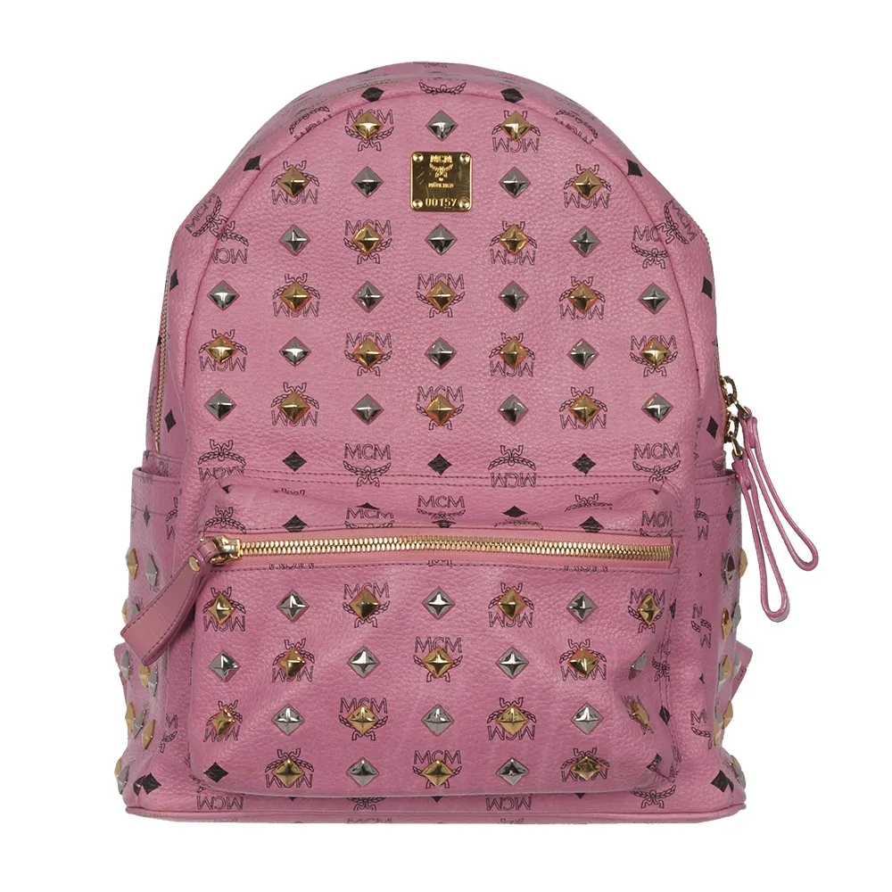 MCM Stark Studded Mochila Rosa