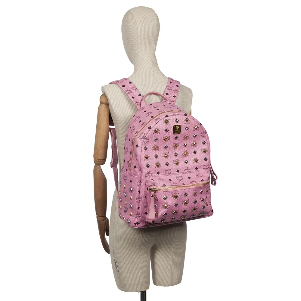 MCM Stark Studded Mochila Rosa