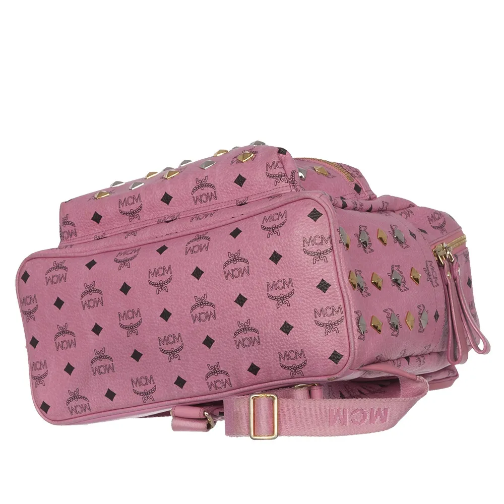 MCM Stark Studded Mochila Rosa