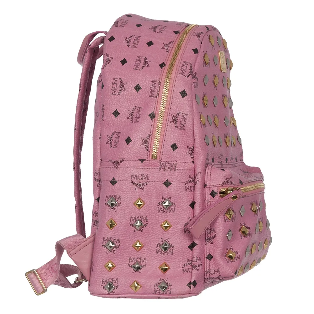 MCM Stark Studded Mochila Rosa