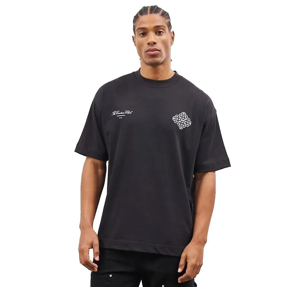 Men's Couture Club | Emblem Outline Relaxed Fit Half Sleeve T-shirt - Black