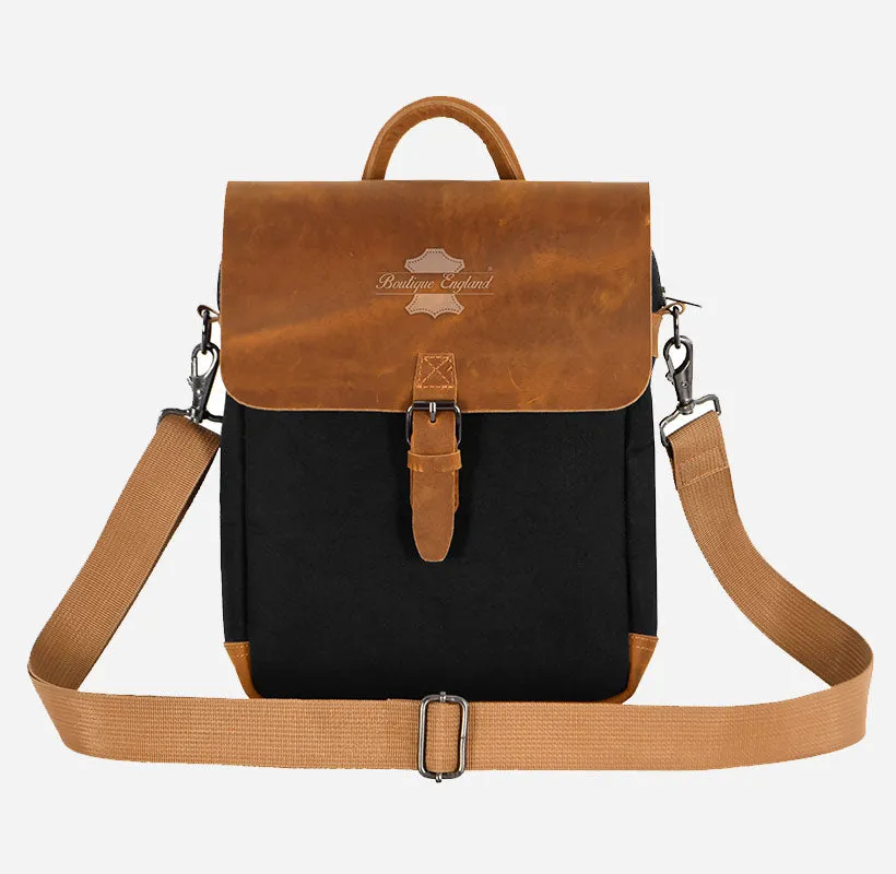 Minimalist Corssbody Bag Canvas Leather Detailing with Ipad Sleeve