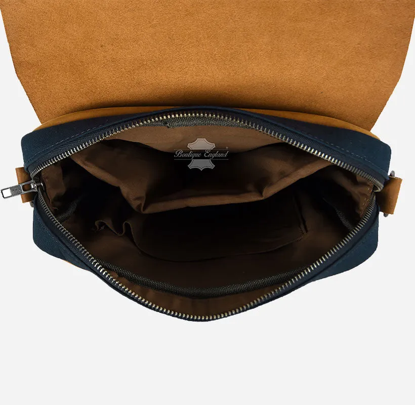 Minimalist Corssbody Bag Canvas Leather Detailing with Ipad Sleeve