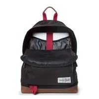 MOCHILA EASTPAK Fondo cuero Wyoming Into cuero 24 litros EK81187T negra y P roja