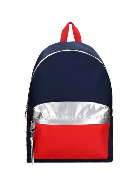 mochila tommy jeans tape logo azul para mujer