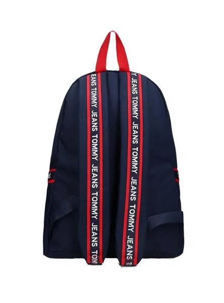 mochila tommy jeans tape logo azul para mujer