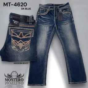 Montero Men's Dark Blue Modern Boot Denim Jeans MON-4620