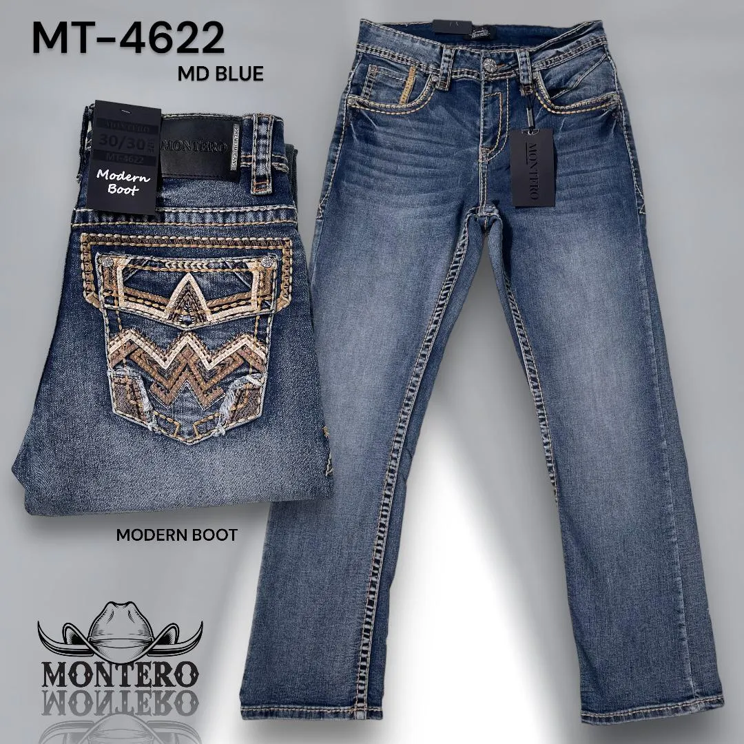 Montero Men's Medium Blue Modern Boot Denim Jeans MON-4622