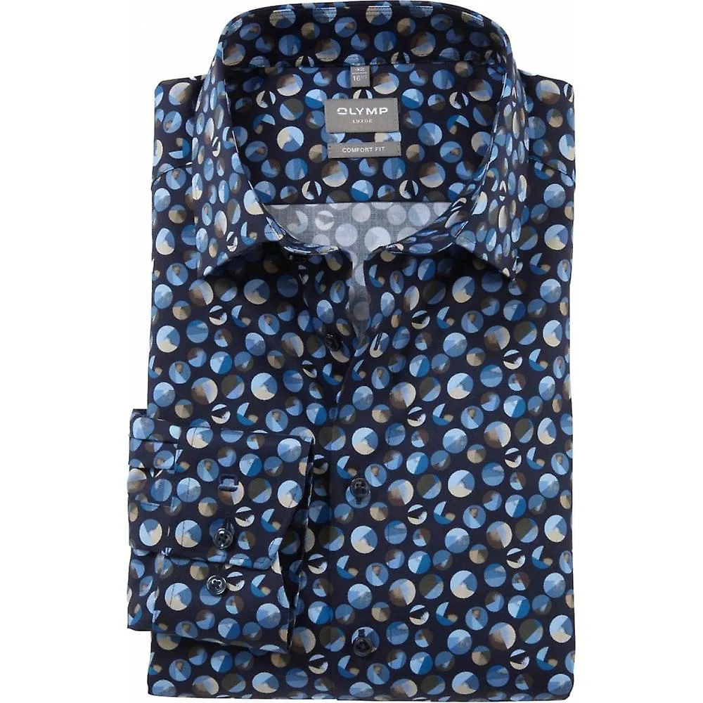 Olymp para hombre Olymp Hombre de gran tamaño Patrón de círculo Algodón egipcio Comfort Fit Non Iron Formal Camisa de manga larg