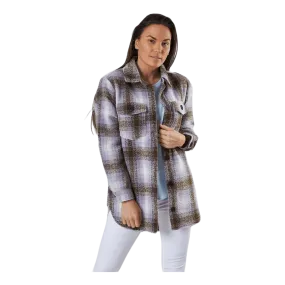 Only Deena-Oma L/S Check Shacket Cc Pnt White