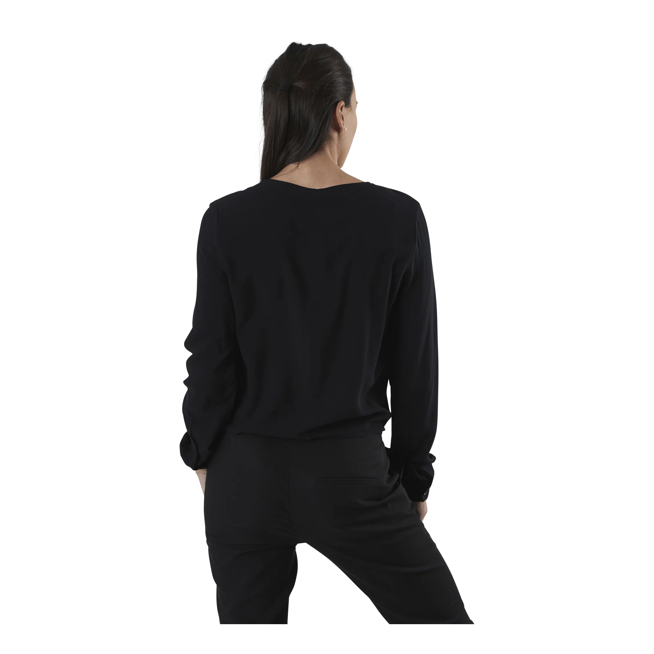 Only Nina Life L/S Tie Shirt Wvn Black