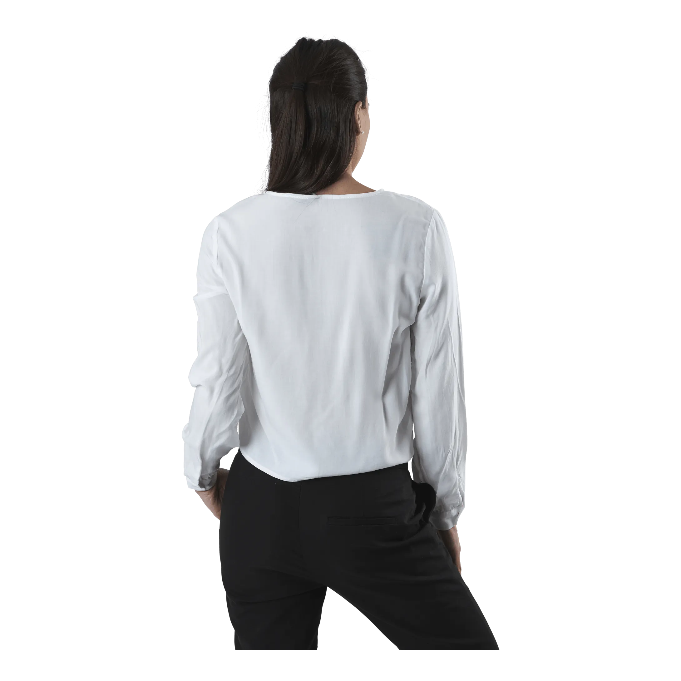 Only Nina Life L/S Tie Shirt Wvn White