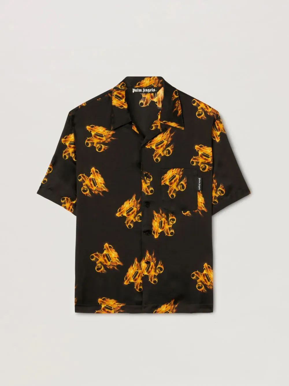 Palm Angels Burning Monogram Shirt S/S Black Gold