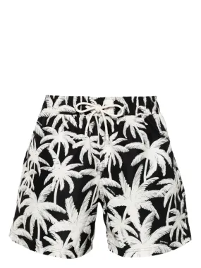 Palm Angels Palms Allover Swimshorts Black Off White