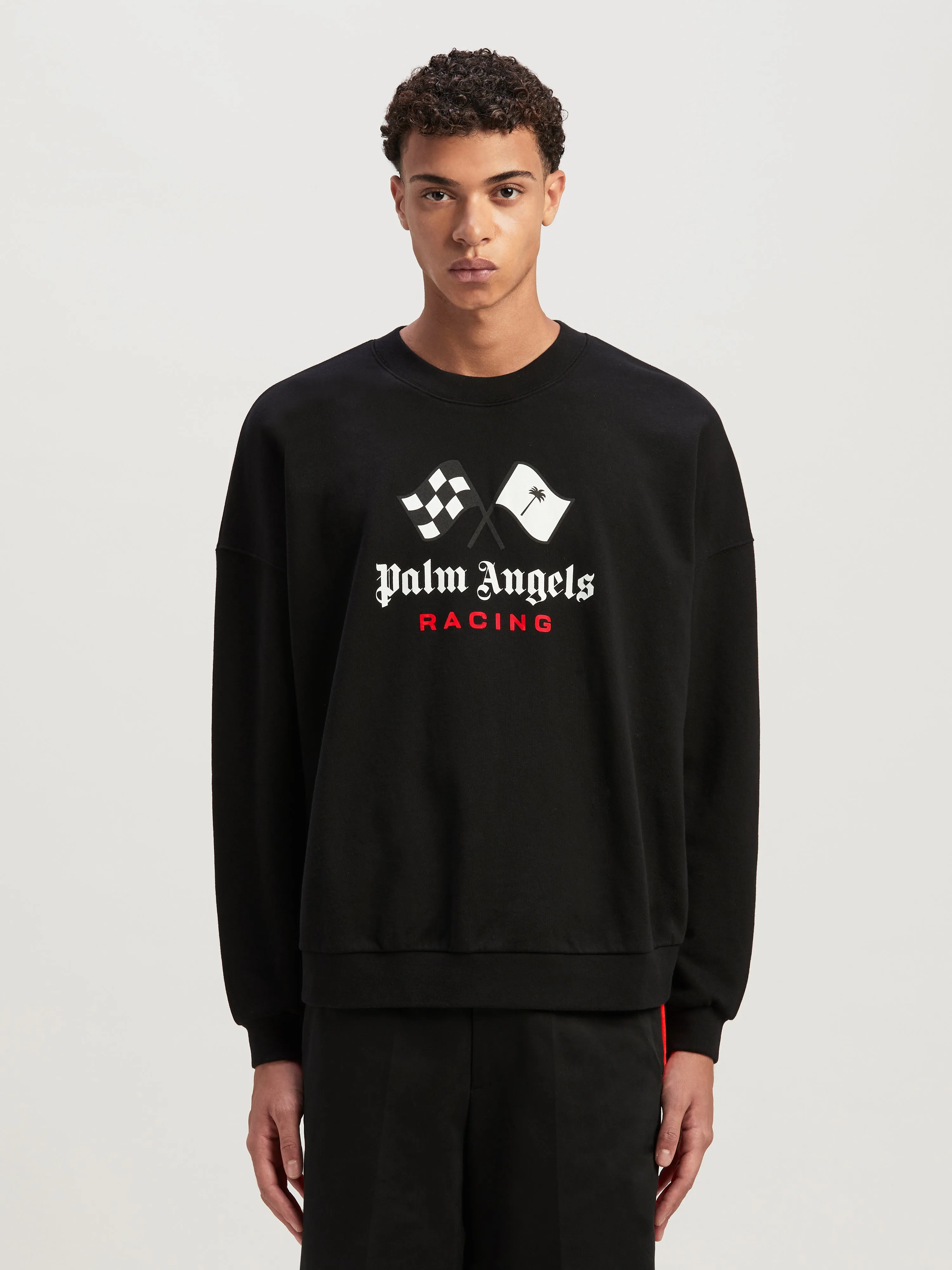 Palm Angels Racing Crewneck Black White Red