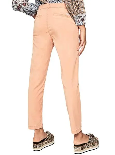 pantalon pepe jeans maura naranja para mujer