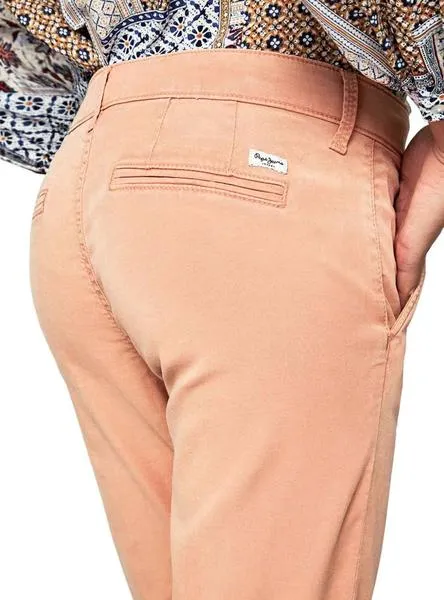 pantalon pepe jeans maura naranja para mujer