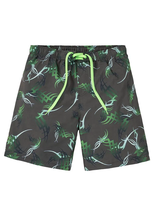 Pantalón corto de playa Gris oscuro-verde estampado