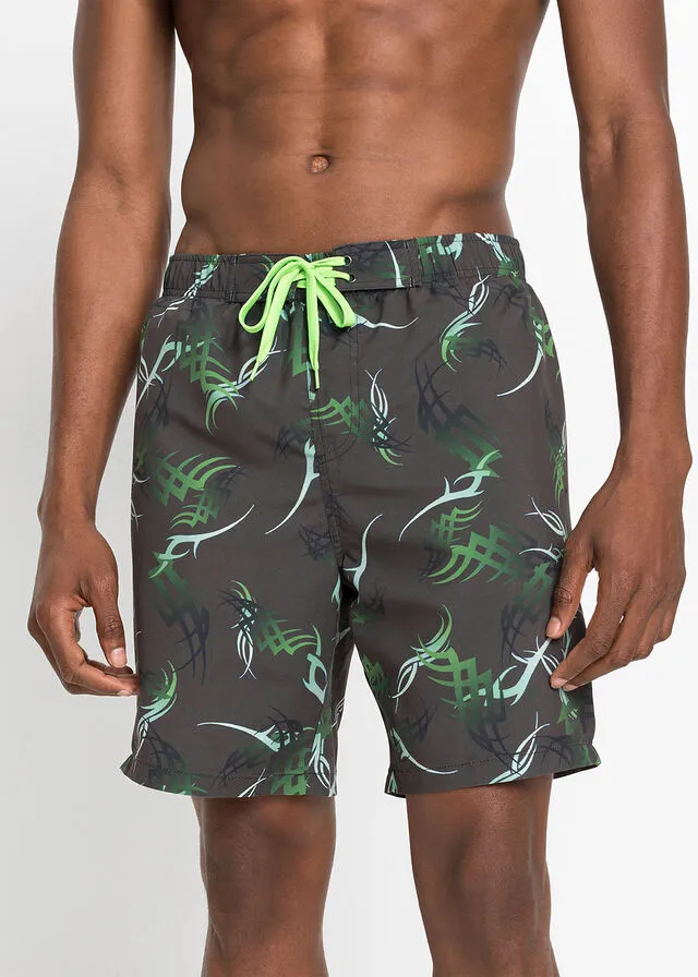 Pantalón corto de playa Gris oscuro-verde estampado