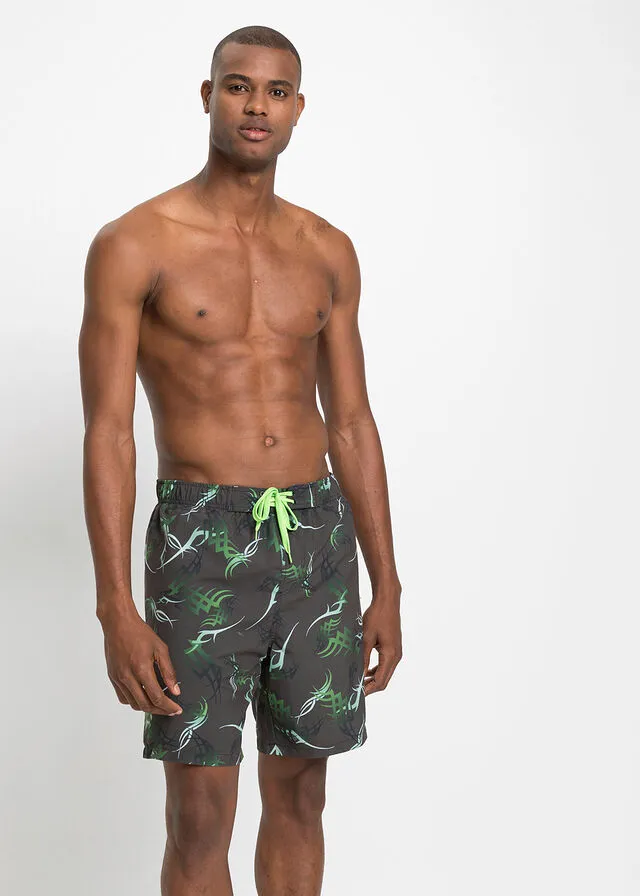 Pantalón corto de playa Gris oscuro-verde estampado