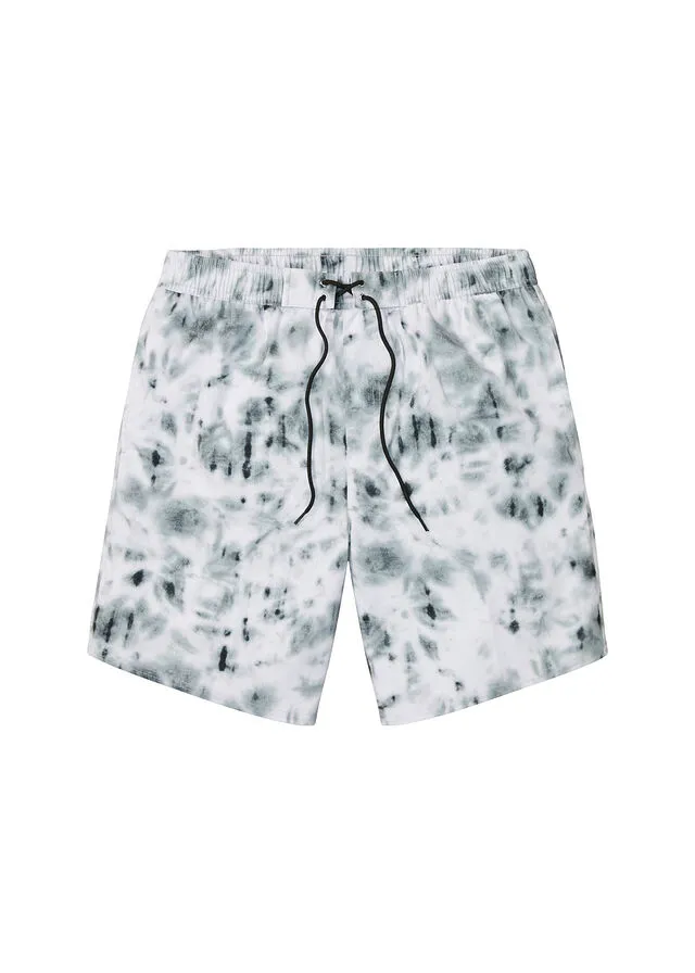 Pantalón corto de playa Negro-blanco estampado