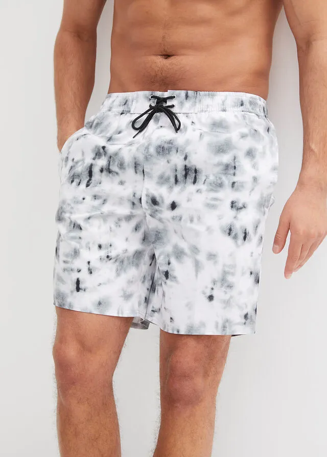 Pantalón corto de playa Negro-blanco estampado