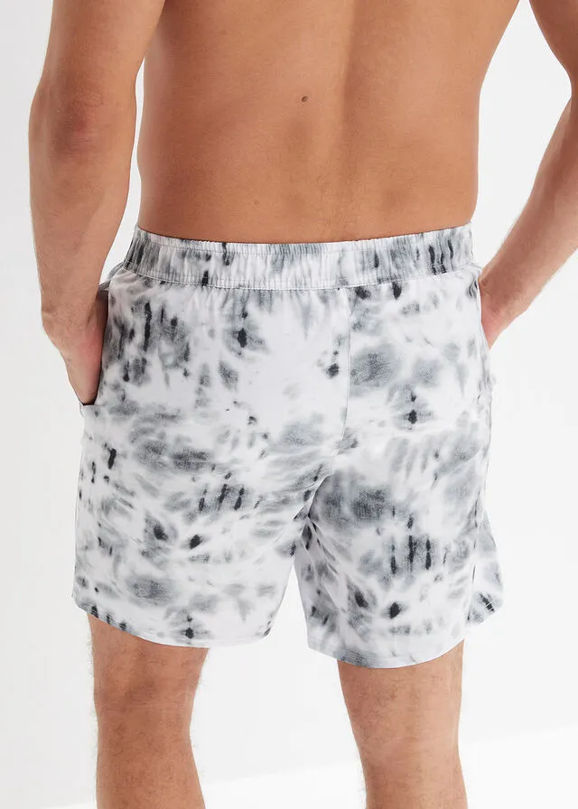 Pantalón corto de playa Negro-blanco estampado