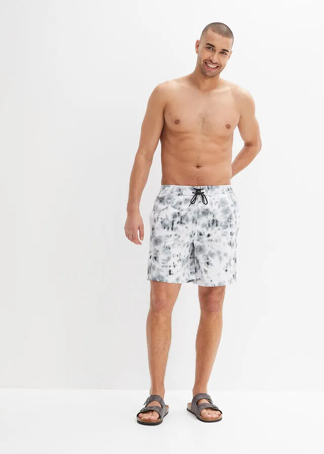 Pantalón corto de playa Negro-blanco estampado