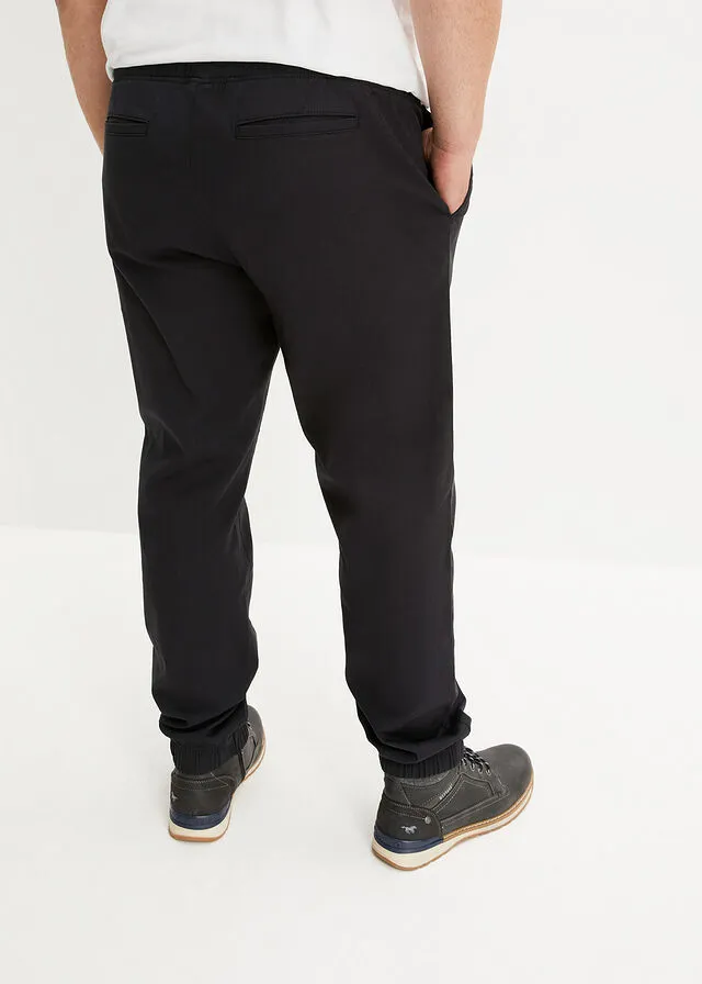 Pantalón elástico tipo chino de corte holgado con pernera recta Negro