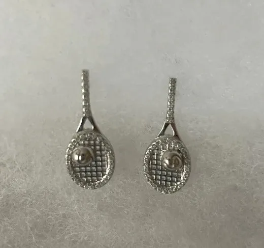 PENDIENTES DE RAQUETA Y PELOTA CON ZIRCONIA