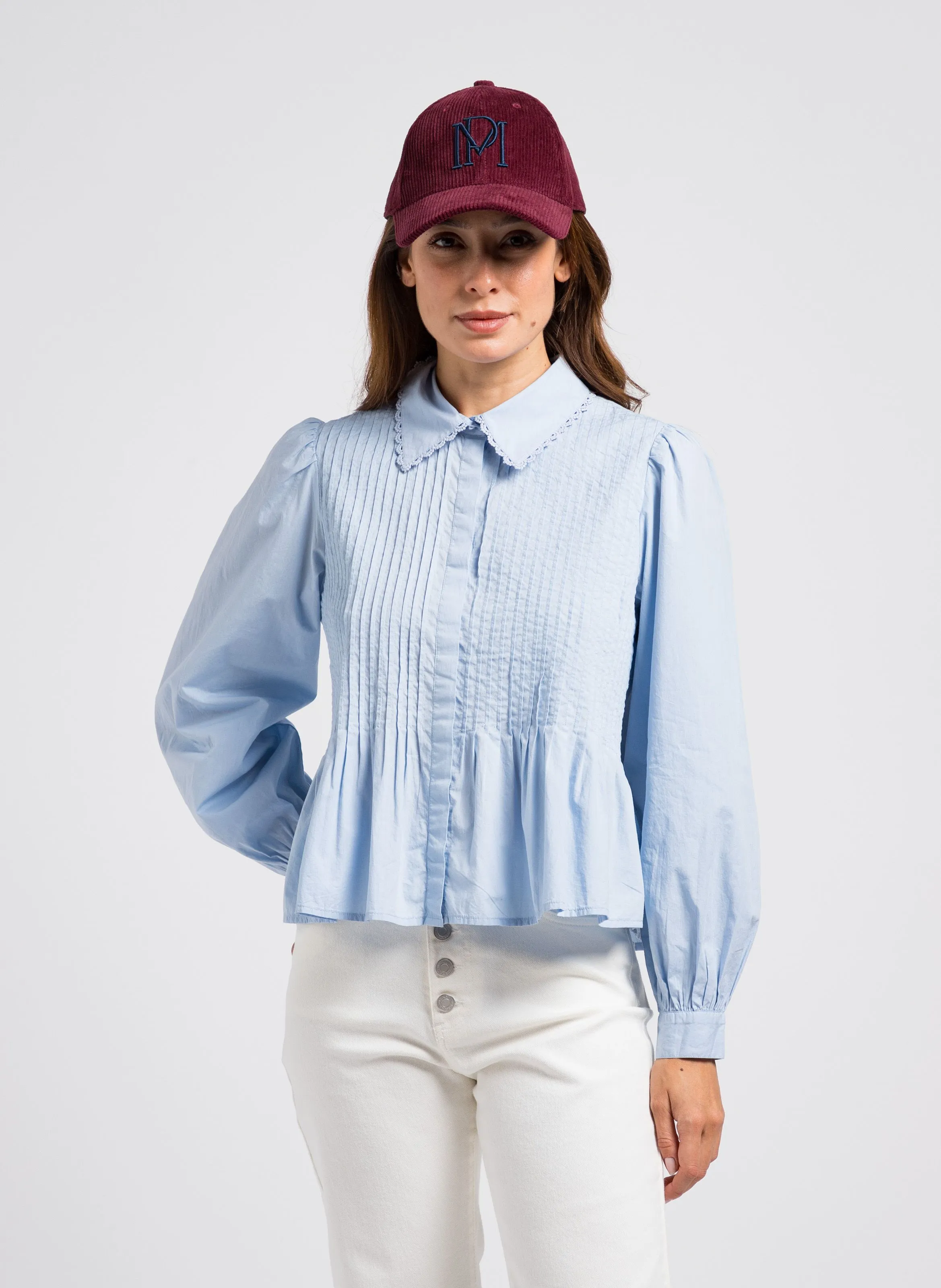 PETITE MENDIGOTE TOSCA - Camisa plisada de algodón en azul